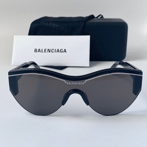BALENCIAGA BB0004S  ACETATO BLACK GREY - Picture 2 of 11